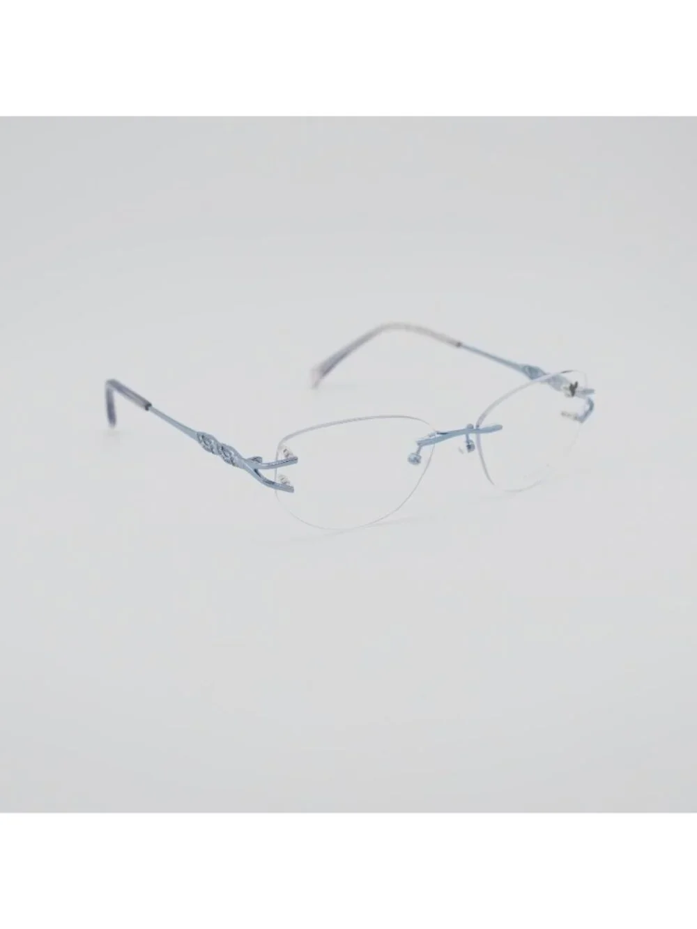 AIRLOCK JADE 201 407 Eyeglasses Rimless Blue 52mm Cat Eye Frame